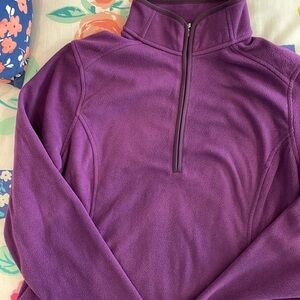 Soft suede, fleece-like cozy material.